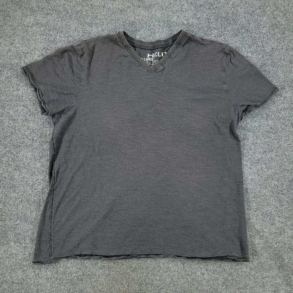Helix Shirt Men's Size 2XL Gray V-Neck Short Sleeve Pullover Stretch Adult XXL